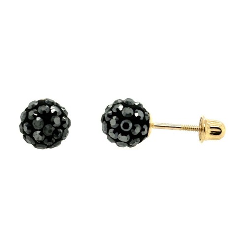 14K Yellow Gold Round Crystal Ball Screw Back Stud Earrings 10 mm - Picture 21 of 27
