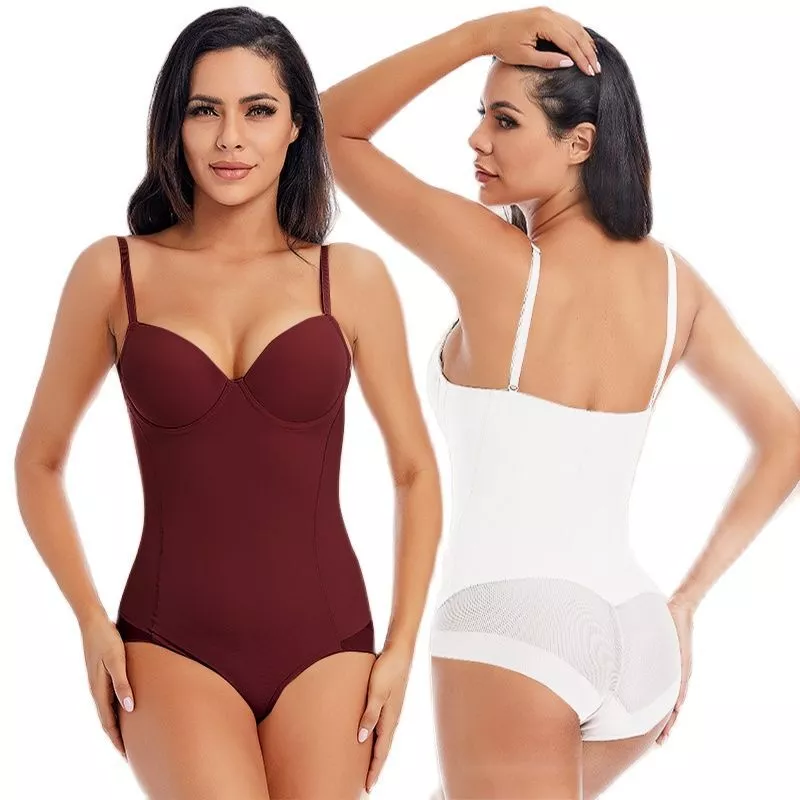 Underwire White Bodysuit Women Shapers Stretch Silky Underwear Shapewear