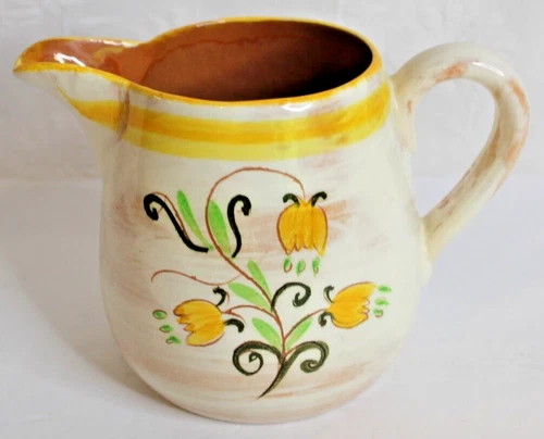 Stangl Terra Rose Trenton USA Art Pottery Tulip Yellow Flower 4.75" Milk Pitcher
