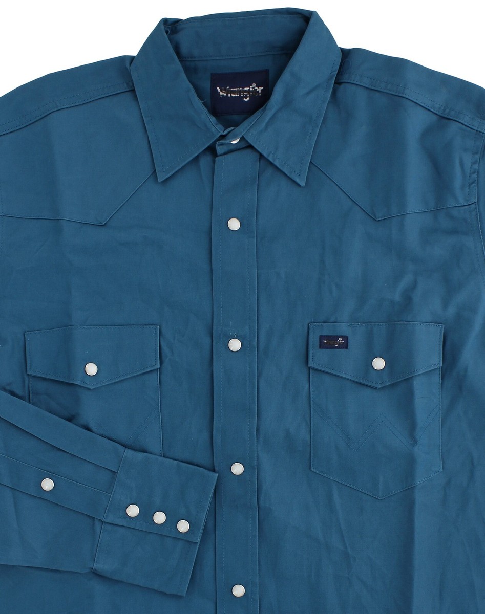 Wrangler Men's Western Shirt 2-Sawtooth Pockets, Snap Front, Long