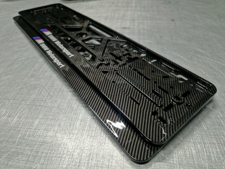 BMW Motorsport car number plate holder frame surround carbon 2 pieces ...
