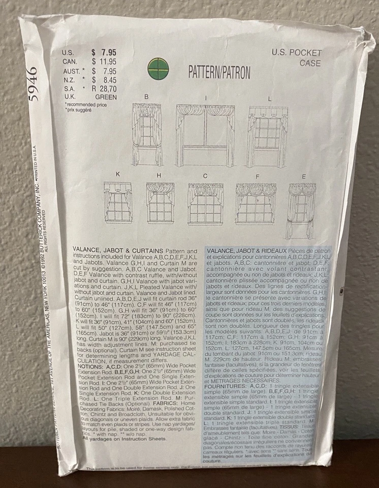 Butterick Waverly Pattern 3395 Easy To Do Window Scarves One Size Uncut - Image 2 of 3