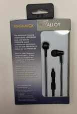 Magnavox Alloy Premium Sound In Ear Earbuds with Microphone Black New