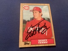 SCOTT TERRY  SIGNED, MINT 1987 TOPPS CARD # 453 REDS/ FREE POSTAGE!!!!
