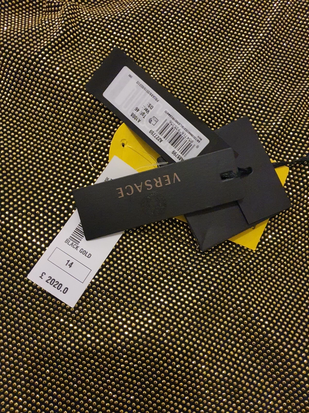 ABITO VERSACE IMPREZIOSITO ORO NERO UK 14 US 10 IT 46 PEZZI £2020