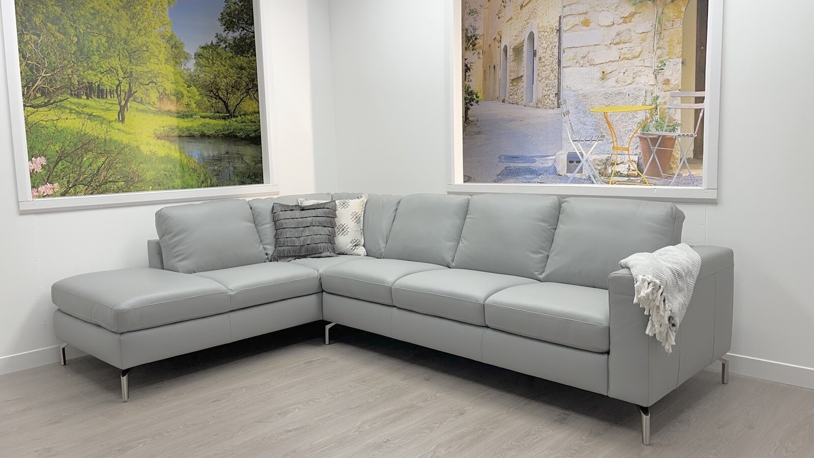 Natuzzi Editions Sollievo B845 DESIGNERGrey LEATHER Corner Suite New