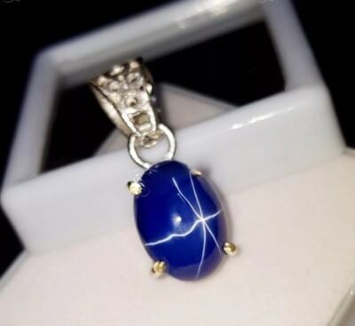 17.50 Ct Natural 6 Star Blue Sapphire Oval Garman Silver Loose Gemstone