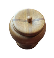 Hand Turned Wooden Bowl With Lid And Stem 7 3/4" Tall 7.5" Wide 1994