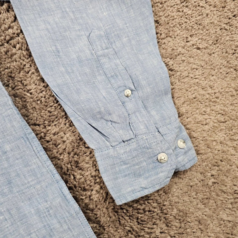 Report Collection Shirt Men 2XL XXL Blue Linen Long Sleeve Breathable Casual - Image 3 of 4