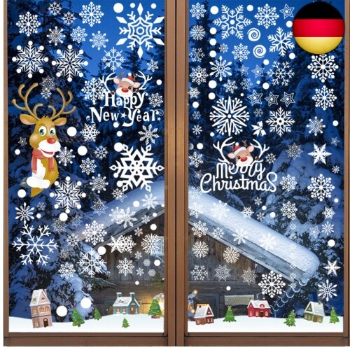 Jokily 189 StüCk Fensterbilder Weihnachten, Weihnachten Selbstklebend-image
