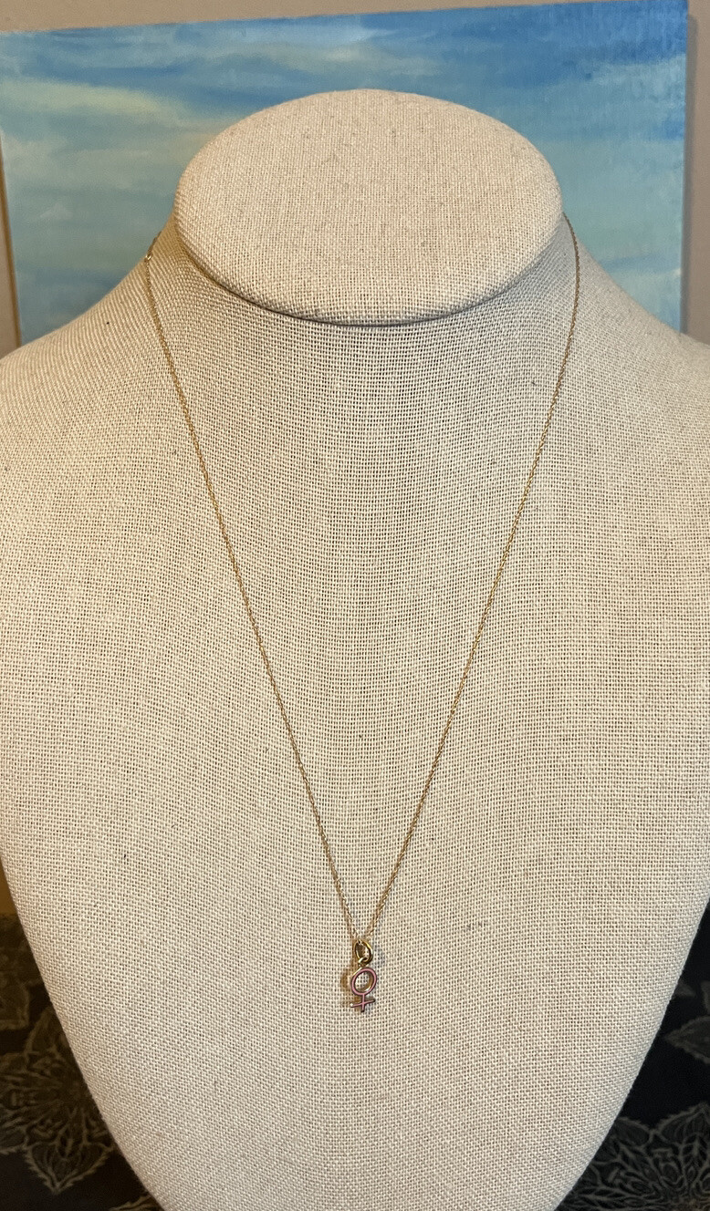 14K Gold Female Symbol Venus Symbol Dainty Necklace P… Gem