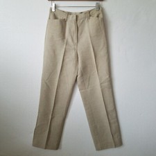 Vtg Liz Claiborne Womens 4P Straight Leg Linen Blend Pants High Rise Classic Tan