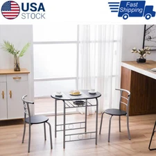 Black New PVC Breakfast Table (One Table and Two Chairs) Dining Room Furniture