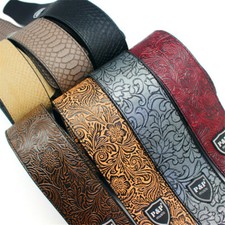 Adjustable PU Leather Guitar Strap Embossed for Acoustic Electric Guitar Belt