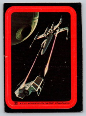 1977 Topps Star Wars Sticker Series 2 #22 Spectacular Battle (E) Factory Marks