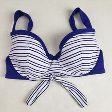 Tommy Bahama Bikini Top Womens 34C White Striped Tie Back Underwire Swim Top NEW