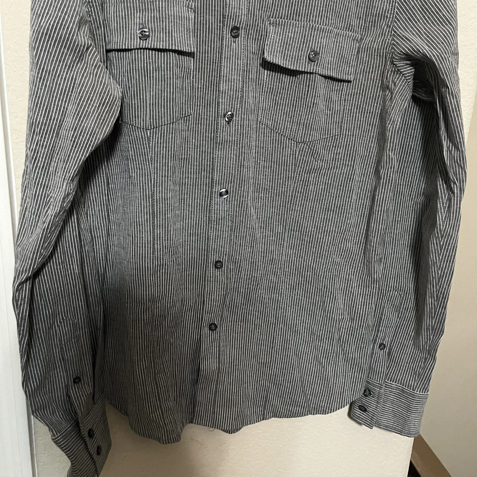 Camisa Sovereign Code Para Hombres M Militar Gris Rayas Cuello Abotonado Manga Larga Foto 3 de 4