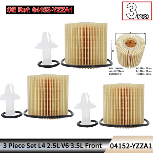Engine Oil Filter Pack of 3 for Toyota Scion Lexus New #04152-YZZA1 - Picture 2 of 10