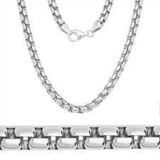 5mm 925 Sterling Silver Round Box Link Men Italian Chain Necklace Made in Italy