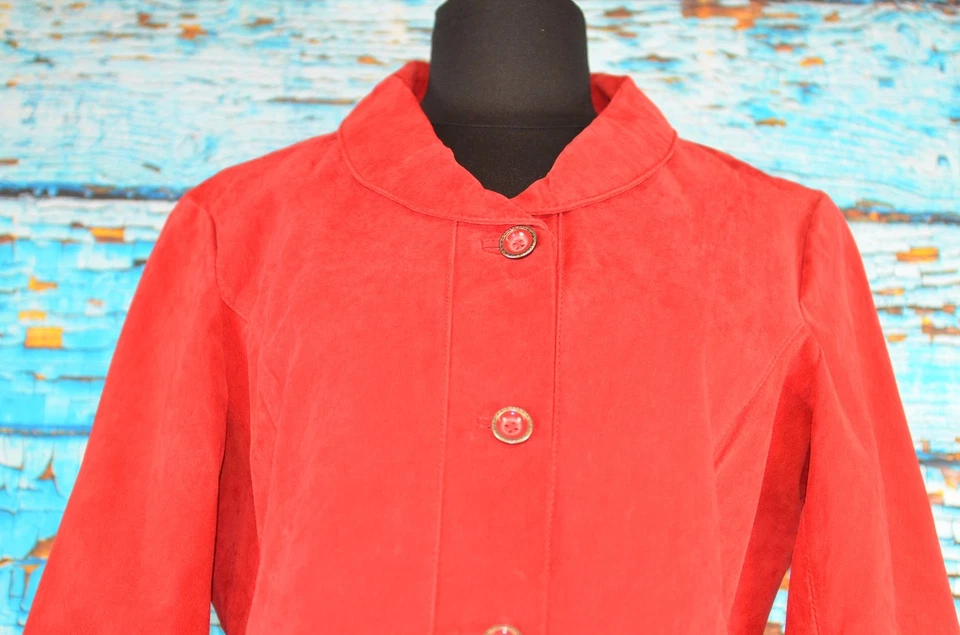 Christopher Banks Women's Leather Blazer Size Large Casual Red Fringed Boho Cute - Изображение 3 из 4