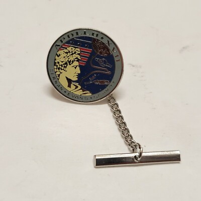 Vintage Apollo 17 Metal Tie Tack Pin Nasa Cernan Evans 1972 Moon
