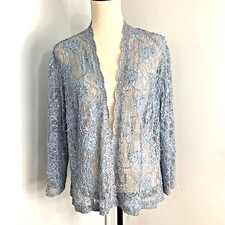 VTG 80-S KAREN MILLER PLUS 20W SPECIAL EVENT BLUE LACE CARDIGAN BEADS SEQUINS