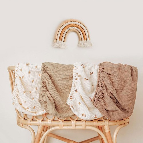 Cot Bed Fitted Sheet Deluxe Baby 32.3x16.9x3.9inch Neutral Muslin Gauze - Picture 11 of 18