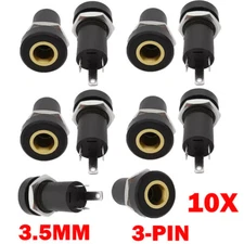 10x 3.5mm Audio Female Jack Socket 3-Pole Stereo Solder Panel Mount Adapter Nuts