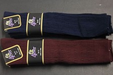 3 Pairs women's knee high socks 9-11 navy dark blue RED BURGNDY DRESS 15 INCH
