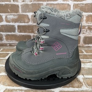 Columbia Bugaboot Plus III Waterproof Winter Boots Gray Pink Youth Girls Size 1
