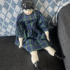 Old Flat-Top China Head Doll cloth body