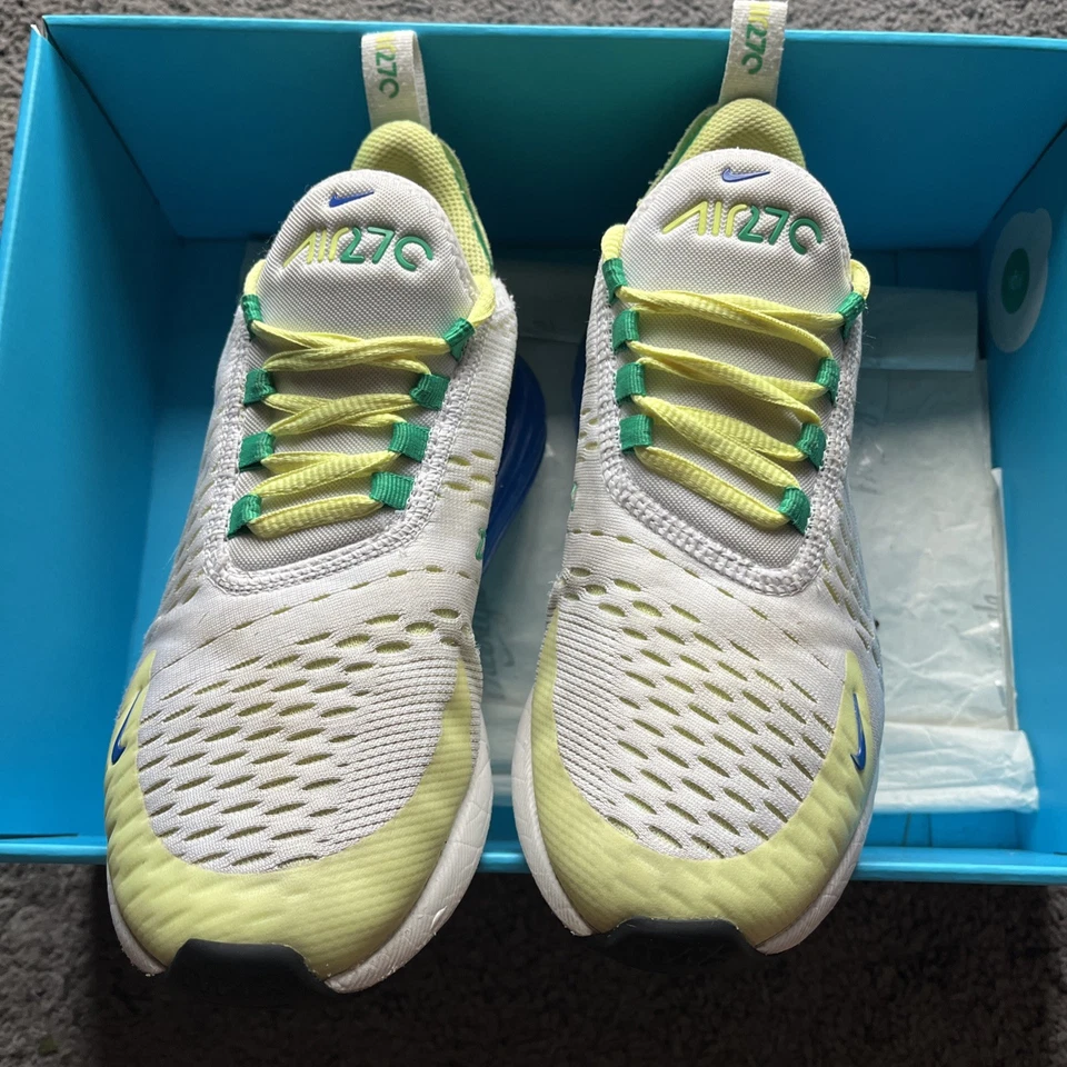 Nike Air Max 270 GS White Game Royal Lemon Twist FN6982-100 Size 6Y/ 7.5 Women's - Image 4 of 4