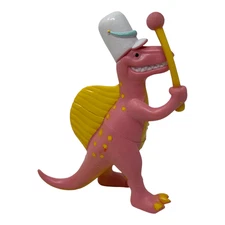 Dinosaur Marching Band Figure Ankyo 6.5" Vintage Pink & Yellow Toy