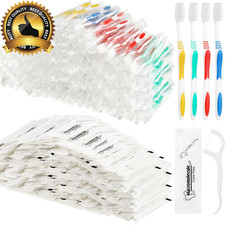 300 Pcs Individually Wrapped Toothbrushes Bulk with Dental Floss Set 100 Soft Br