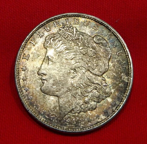 1921-D Morgan Dollar Semi-Key Date With Original Rainbow Toning Date BU 🌈