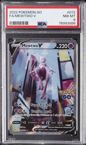 2022 POKEMON GO #072 FULL ART/MEWTWO V PSA 8