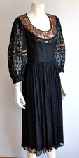 Hauser Modell Abendkleid elegant Spitzenkleid Midi 80er Vintage Kleid Schwarz 40