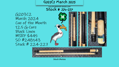 *Free Layaway* McDermott G203C2 March 2025 Pool Cue *Free Case & Shipping*