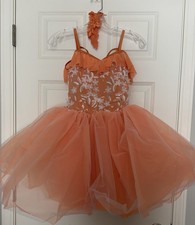 Weissman Girls Orange Ballet Costume Size MC 10/12