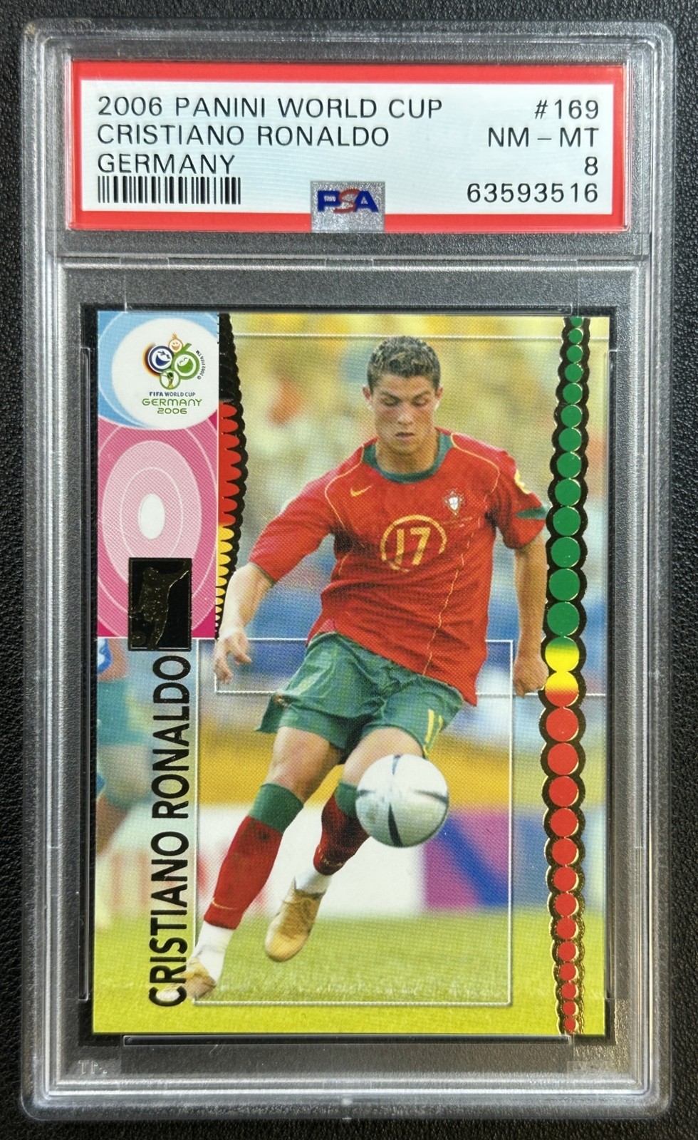 CRISTIANO RONALDO PSA 8 2006 PANINI GERMANY WORLD CUP #169 PORTUGAL 3516