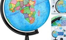 Political Globe, 13in Educational Globes for Classroom, 13in with Stand Blue