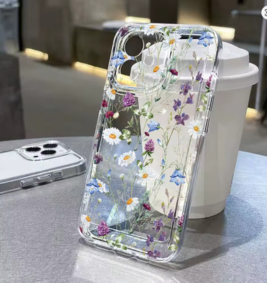 Handyhülle Damen buntes Blumenmuster durchsichtig TPU Ganzkörper Schutzhülle
