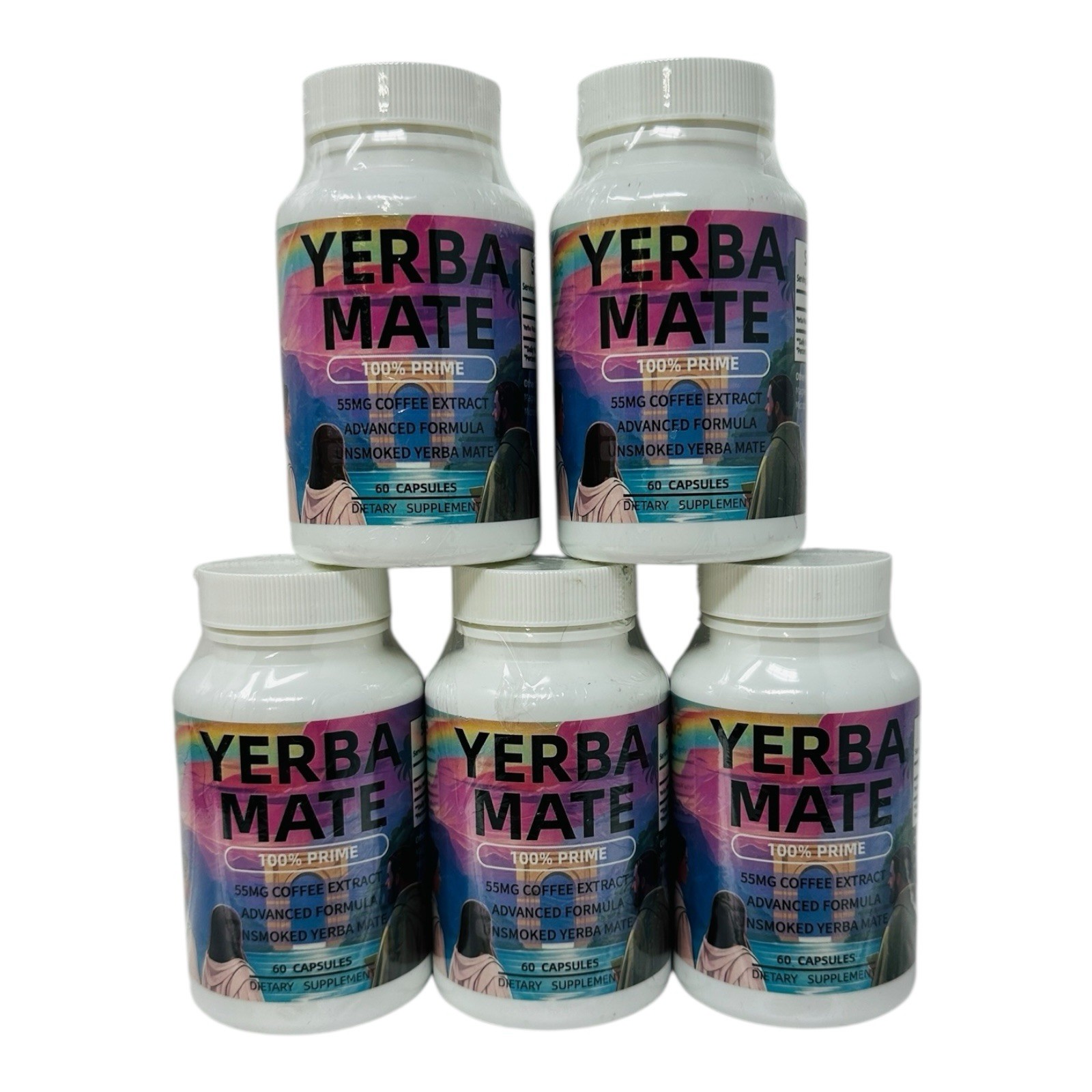 5x Yerba Mate Extract 300 Capsules Total Natural Energy & Fo
