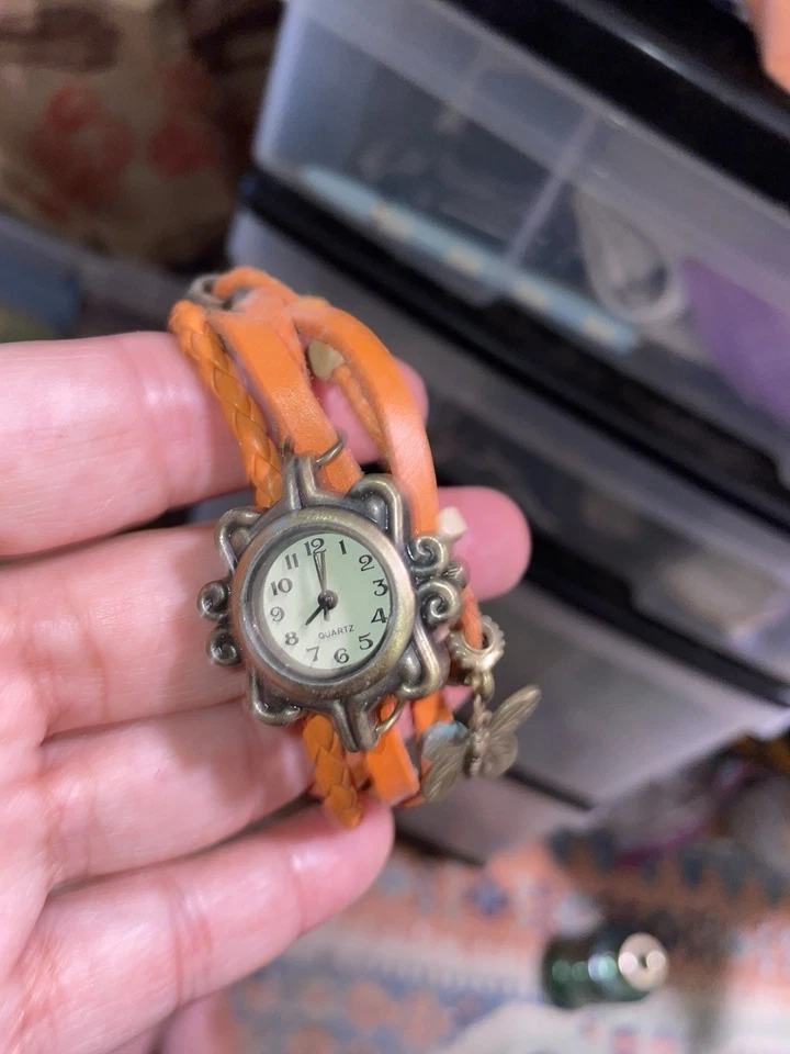 Wrap Retro Multi Strap Leather Band women's Watch with Leaf Charm - Image 2 of 2