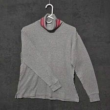 VTG SEARS ROEBUCK Mock Neck Sweater Mens M Gray USA Made 100 Percent Cotton