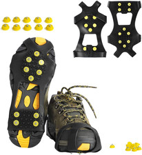 Ice Snow Grips Over Boot Traction Cleat Rubber Spikes Anti Slip 10-Stud Slip-on