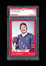 1973 OPC HOCKEY 108 VIC HADFIELD PSA 7 NEAR MINT RANGERS