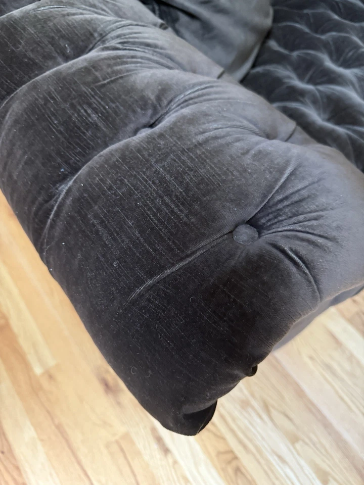 Arhaus Club 96' Tufted Upholstered Sofa In Charcoal Brown Velvet (Ebay Local)￼ - Image 2 of 4