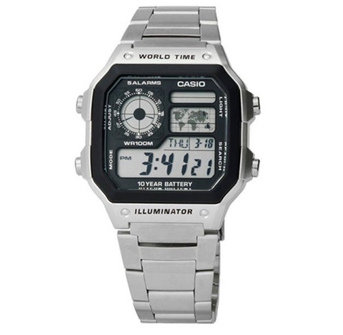 Casio AE-1200WHD-1A Digital Watch Stainless Steel Band 100M World Time 10-Yr - Picture 2 of 14