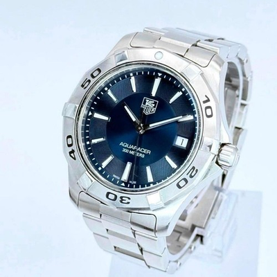 #ad Tag Heuer AQUA RACER WAP1112 Nay Dial Accessories 3 Hands Date Siler $1209.04
